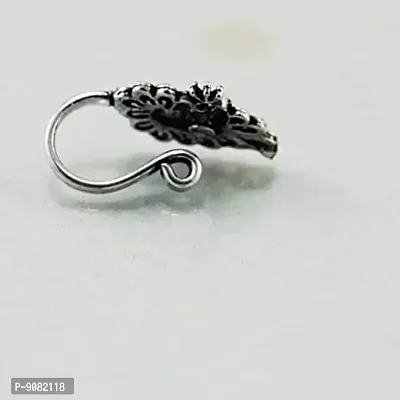 Stylish German Oxidised Silver Nose Pin Without Piercing Pressing Oxidized Silver Nose Ring Stud For Women-thumb4
