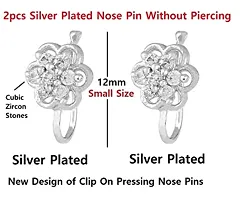 Stylish Clip On Pressing Nose Ring Silver Without Hole Nose Pin Ring Studs For Women - 2Pc Silver Nose Rings-thumb1