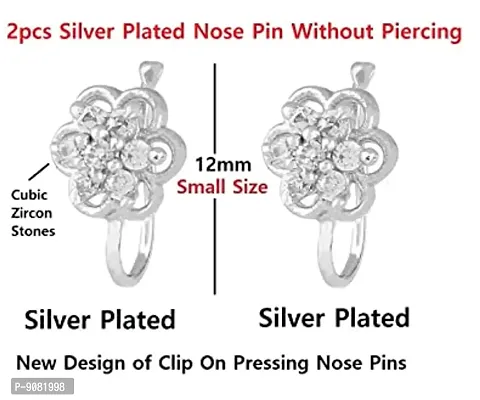 Stylish Clip On Pressing Nose Ring Silver Without Hole Nose Pin Ring Studs For Women - 2Pc Silver Nose Rings-thumb2