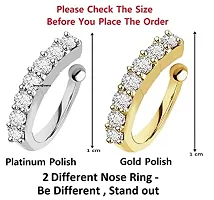 Stylish White Gold Plated Without Piercing Clip On Pressing Type Stud Nose Ring For Women-thumb1