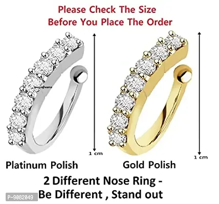 Stylish White Gold Plated Without Piercing Clip On Pressing Type Stud Nose Ring For Women-thumb2