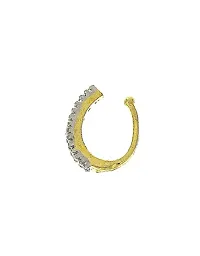 Stylish White Gold Plated Without Piercing Clip On Pressing Type Stud Nose Ring For Women-thumb3