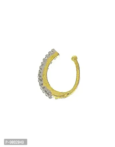 Stylish White Gold Plated Without Piercing Clip On Pressing Type Stud Nose Ring For Women-thumb4