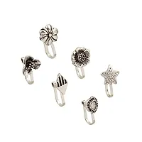 Stylish German Silver Oxidised Marathi Nath Nose Ring Pin Without Piercing Traditional Maharashtrian For Women And Girls-thumb2