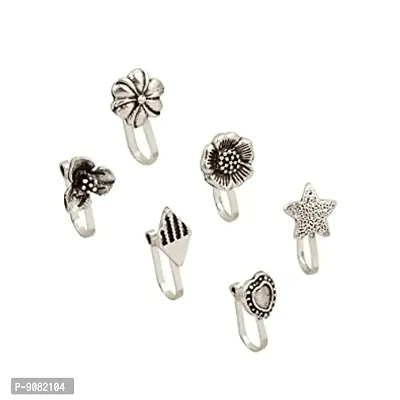 Stylish German Silver Oxidised Marathi Nath Nose Ring Pin Without Piercing Traditional Maharashtrian For Women And Girls-thumb3