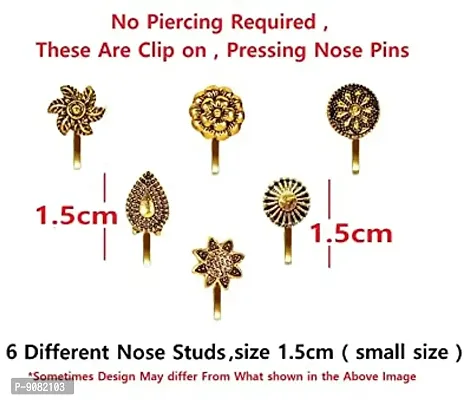 Stylish Press On Nose Pin Without Piercing Nose Ring Stud Gold Oxidised For Ladies And Girls-thumb2