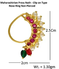 Stylish Pink Silver Plated Maharashtrian Nath Combo Set Clip-On Nose Ring Without Piercing For Women-thumb2
