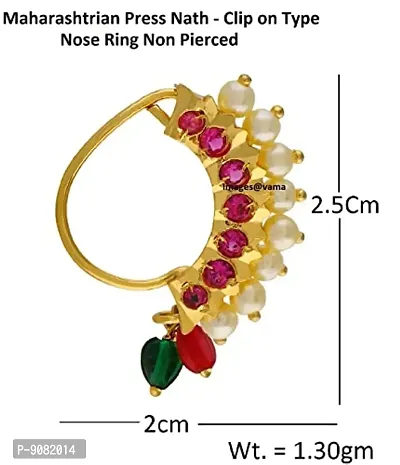 Stylish Pink Silver Plated Maharashtrian Nath Combo Set Clip-On Nose Ring Without Piercing For Women-thumb3