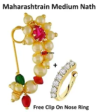 Stylish Maharashtrian Nath Clip On Nose Ring Without Piercing For Women-thumb2