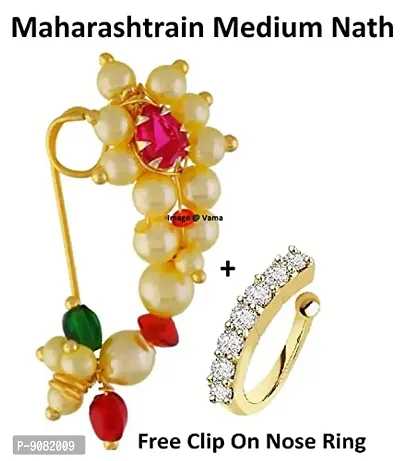 Stylish Maharashtrian Nath Clip On Nose Ring Without Piercing For Women-thumb3