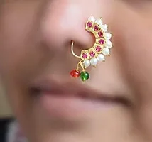 Stylish Maharashtrian Traditional Nath Nose Ring Without Piercing Marathi Nose Pin For Women -Maharashtrian Nath-thumb3