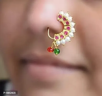 Stylish Maharashtrian Traditional Nath Nose Ring Without Piercing Marathi Nose Pin For Women -Maharashtrian Nath-thumb4