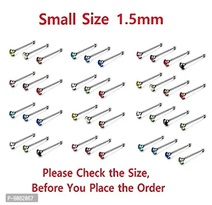 Stylish Mix Color Stainless Steel Crystals Mini Nose Pin Studs Set For Women - 40 Pcs-thumb4