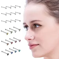 Stylish Mix Color Stainless Steel Crystals Mini Nose Pin Studs Set For Women - 40 Pcs-thumb4