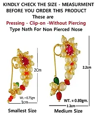 Stylish Maharashtrian Gold Plated Nath Clip On Nose Ring Without Piercing For Women-thumb1