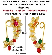 Stylish Maharashtrian Gold Plated Nath Clip On Nose Ring Without Piercing For Women-thumb3