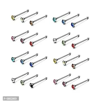 Stylish Women's 40 Pieces Nose Ring Studs Pins Body Piercing Stud Big