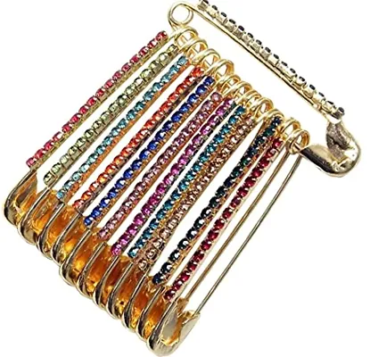 Stylish Big Brooches Accessories Sadi Sari Pins Stone Safety Saree Pins For Women Girls Ladies -Saree Safety Pin