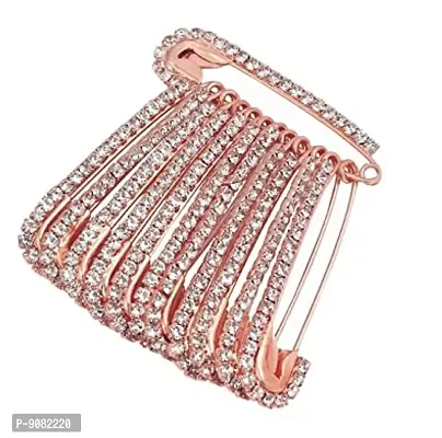 Stylish Stone Safety Saree Pin Hijab Brooch Pins For Draping Pleats Rose Gold Sadi Sari Pins For Women And Ladies