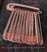 Stylish Stone Safety Saree Pin Hijab Brooch Pins For Draping Pleats Rose Gold Sadi Sari Pins For Women And Ladies-thumb3