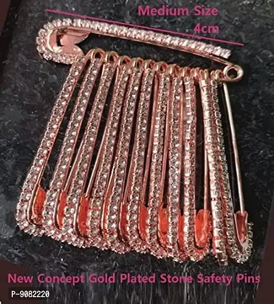 Stylish Stone Safety Saree Pin Hijab Brooch Pins For Draping Pleats Rose Gold Sadi Sari Pins For Women And Ladies-thumb4