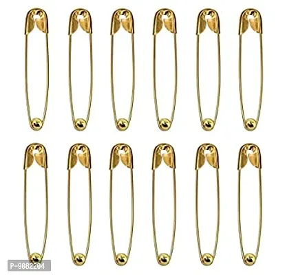 Stylish Premium Gold Plated Large Safety Pins Nappy Pin For Clothes Crafts Sewing Saree Pins For Women-thumb0