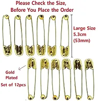 Stylish Premium Gold Plated Large Safety Pins Nappy Pin For Clothes Crafts Sewing Saree Pins For Women-thumb1