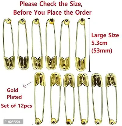 Stylish Premium Gold Plated Large Safety Pins Nappy Pin For Clothes Crafts Sewing Saree Pins For Women-thumb2