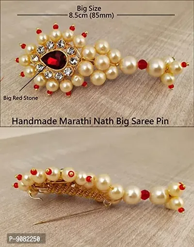 Stylish Traditional Maharashtrian Jewellery Maratha Red Banu Nath Safety Saree Dress Sari Sadi Pins For Women-thumb4