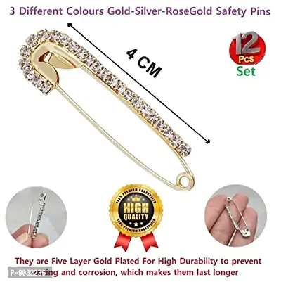 Stylish Stone Safety Sadi Sari Lock Pins Dupatta Chunari Saree Plates Clips For Women And Girls-thumb4