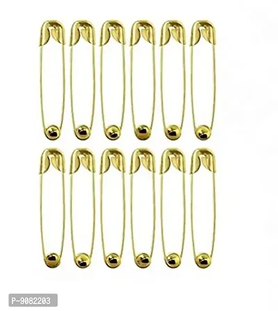 Stylish Small Gold Safety Pin Saree Nappy Blanket Sweater Clothes Craft Sewing Pinning Hijab Lock Pin For Ladies And Girls-thumb0