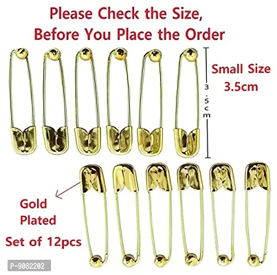 Stylish Premium Small Gold Plated Safety Pins For Saree Nappy Pin Lock Pin For Blanket Sweater Perfect For Clothes Craft Sewing Pinning Hijab Pin For Women And Girls-thumb2