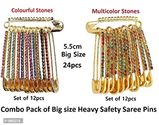 Stylish Combo Set Of Big Safety Saree Sadi Brooch Pin Ladies Sari Pins For Women-thumb2