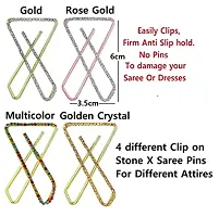 Stylish Rose Gold Finish Brooch Hijab Sari Sadi Safety Saree Pin Accessories For Women-thumb1