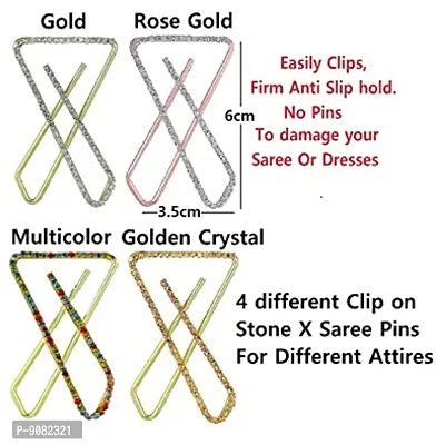 Stylish Rose Gold Finish Brooch Hijab Sari Sadi Safety Saree Pin Accessories For Women-thumb2
