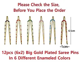 Stylish Colourful Fancy Saree Pin Set For Pallu Plates Draping Sari Pony Safety Pins Brooch For Women-thumb1