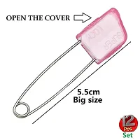Stylish Colourful Plastic Cover Double Lock Large Size Saree Safety Pin Baby Kids Cloth Diaper Pins For Women-thumb1