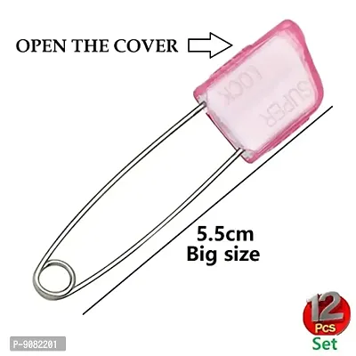 Stylish Colourful Plastic Cover Double Lock Large Size Saree Safety Pin Baby Kids Cloth Diaper Pins For Women-thumb2