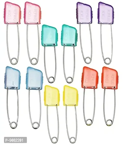 Stylish Colourful Plastic Cover Double Lock Large Size Saree Safety Pin Baby Kids Cloth Diaper Pins For Women-thumb3
