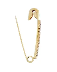 Stylish Rose Gold Silver Plated Safety Saree Pin With Stones Brooch Hijab Pins For Draping Sadi Sari For Women-thumb4