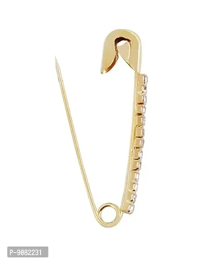 Stylish Rose Gold Silver Plated Safety Saree Pin With Stones Brooch Hijab Pins For Draping Sadi Sari For Women-thumb5