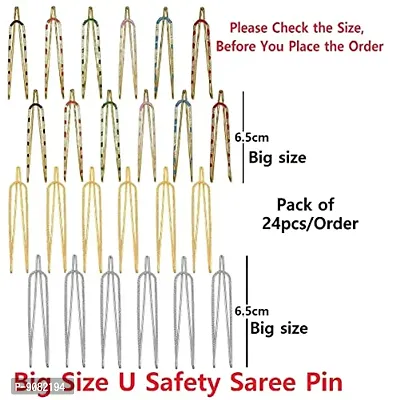 Stylish Big U Saree Safety Pins Combo Chira Sari Plates And Pleats Clips Pins For Women-thumb2