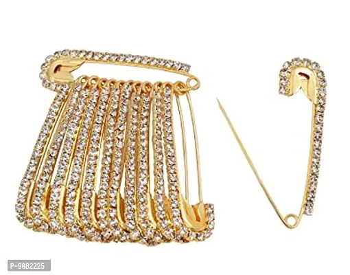 Stylish Gold Plated Brooch Pin For Hijab Latest Design Safety Pin Fancy Saree Golden Finished Accessories For Women Latest Design Fashion Jewellery