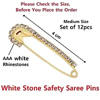 Stylish Saree Pin New Design Stone Safety Sadi Sari Pins Hijab Brooch Broaches Pins For Women Sarees Dupatta Saree Palates For Ladies -Safety Brooch Pins Golden-thumb1