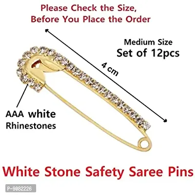Stylish Saree Pin New Design Stone Safety Sadi Sari Pins Hijab Brooch Broaches Pins For Women Sarees Dupatta Saree Palates For Ladies -Safety Brooch Pins Golden-thumb2