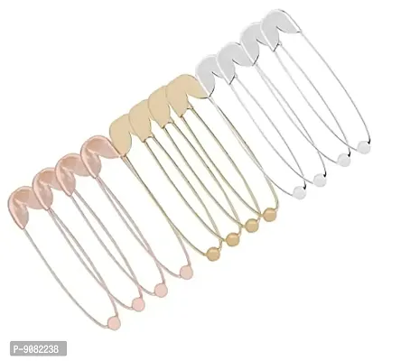 Stylish Large Silver Rose Gold Safety Pins Set For Clothing Sewing Quilting Home Blankets Crafting And Saree-thumb0