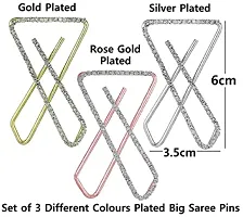 Stylish X Saree Pin For Women And Girls Fancy Rose Gold Bridal Combo Brooch Pin Clips Stylish Metal Pin Dress Suit Sadi Sari Pin Set-thumb1