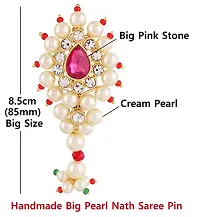 Stylish Maharashtrian Traditional Jewellery Peshwai Nath Big Safety Saree Pin For Nauvari Saree Attaching Lehenga Marathi Banu Nath Type Brooch Pin For Women-thumb1