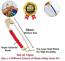 Stylish Pastel Colours Beads Saree Safety Pin Sadi Sari Hijab Pins Brooch For Women And Ladies Sarees-thumb1