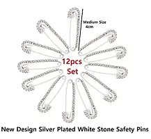 Stylish Saree Pin New Design Stone Safety Sadi Sari Pins Hijab Brooch Broaches Pins For Women Sarees Dupatta Saree Palates For Ladies -Saree Broach Pin Silver-thumb1